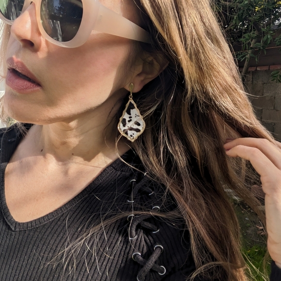 Cow Print Earrings - Picture 5 of 6